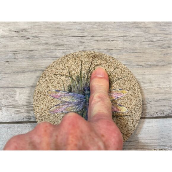 Thirstystone "Dragonfly" 4-Pack Natural Sandstone Coasters - Picture 6 of 10